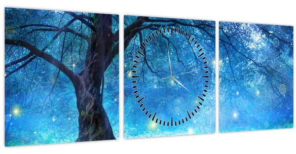 Tablou - Pădure mistică (cu ceas) (90x30 cm)
