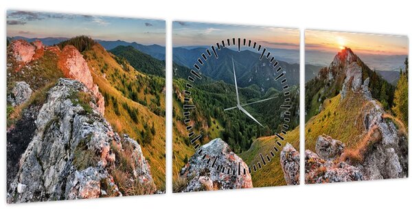 Tablou - Peisaj montan (cu ceas) (90x30 cm)