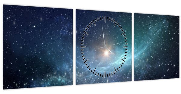 Tablou - Stele și nebuloase (cu ceas) (90x30 cm)