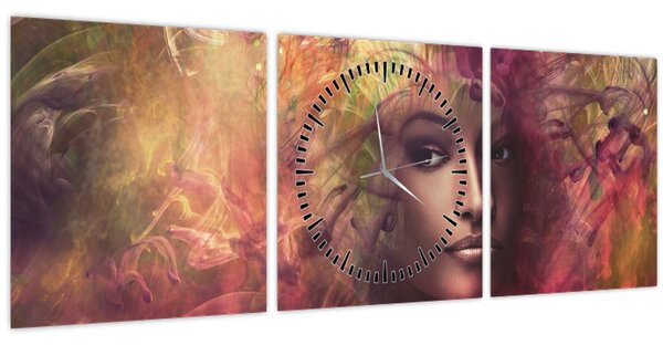 Tablou - Femeie de fantezie (cu ceas) (90x30 cm)