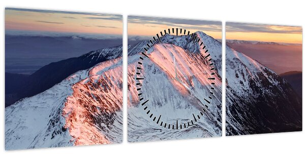 Tablou - Panoramă montană de iarnă II. (cu ceas) (90x30 cm)