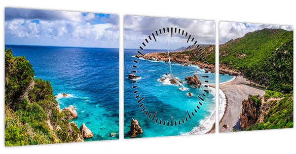 Tablou - Sardinia (cu ceas) (90x30 cm)