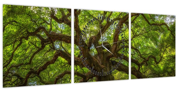 Tablou - Copac verde (cu ceas) (90x30 cm)