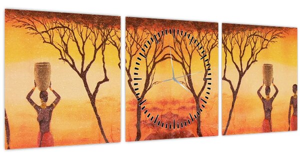 Tablou - Savana africană (cu ceas) (90x30 cm)