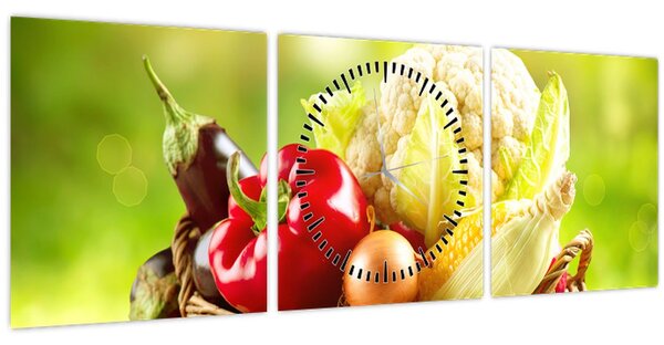 Tablou - Legume (cu ceas) (90x30 cm)