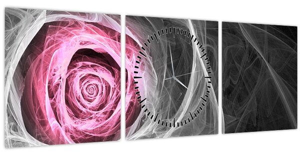 Tablou - Trandafir abstract, fucsia (cu ceas) (90x30 cm)