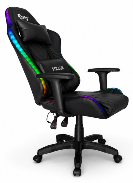 Scaun gaming LED cu iluminare RGB, perne și cotiere reglabile