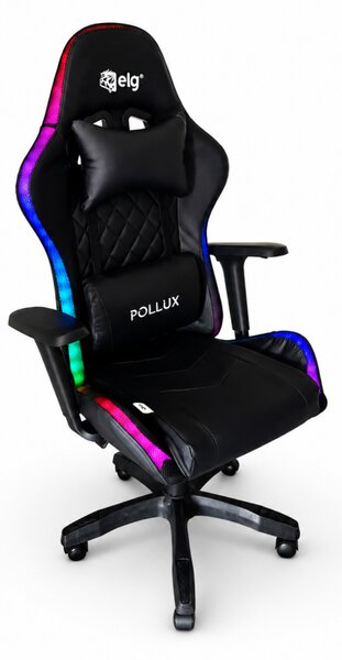 Scaun gaming LED cu iluminare RGB, perne și cotiere reglabile
