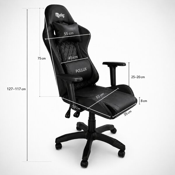 Scaun gaming LED cu iluminare RGB, perne și cotiere reglabile