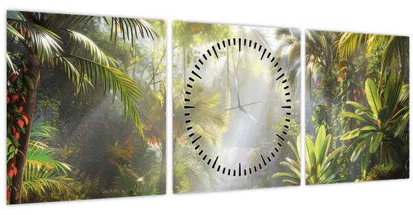 Tablou - Pădure tropicală (cu ceas) (90x30 cm)