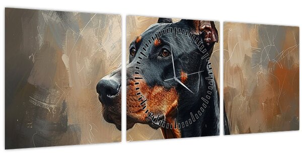 Tablou - Portretul lui Dobrman (cu ceas) (90x30 cm)
