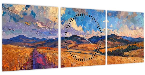 Tablou - Pictură în ulei de peisaj (cu ceas) (90x30 cm)