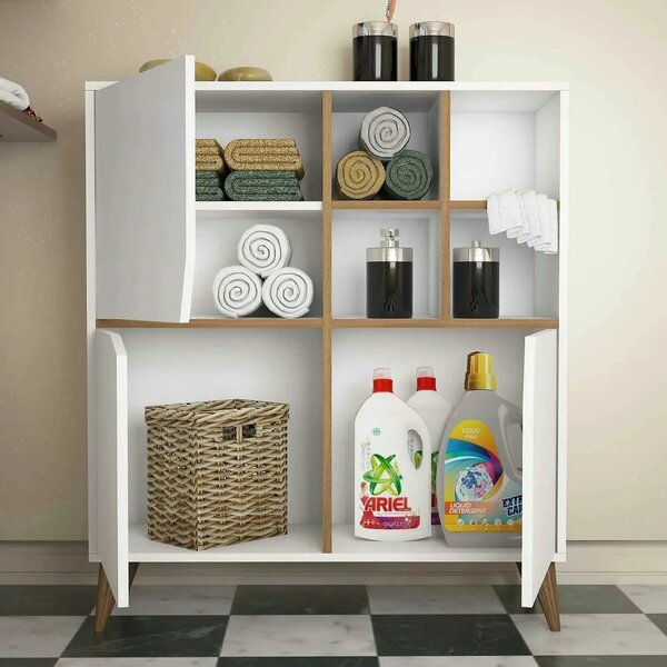 Dulap baie PULSE, alb/nuc, PAL melaminat, cu 3 usi, 100x30x115 cm