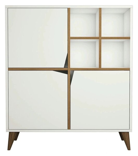 Dulap baie PULSE, alb/nuc, PAL melaminat, cu 3 usi, 100x30x115 cm
