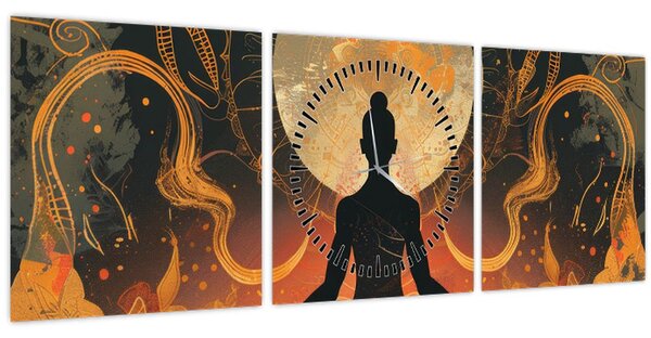 Tablou - Meditație (cu ceas) (90x30 cm)