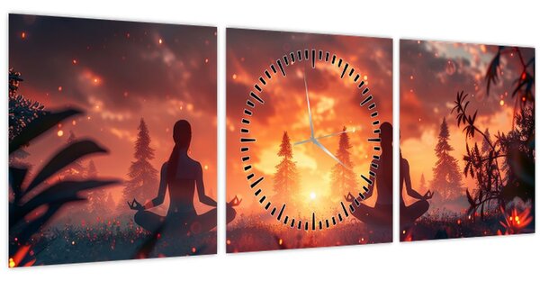 Tablou - Yoga în natură (cu ceas) (90x30 cm)