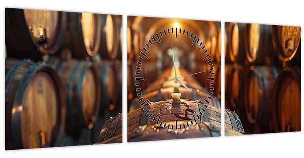 Tablou - Pivniță de vinuri (cu ceas) (90x30 cm)