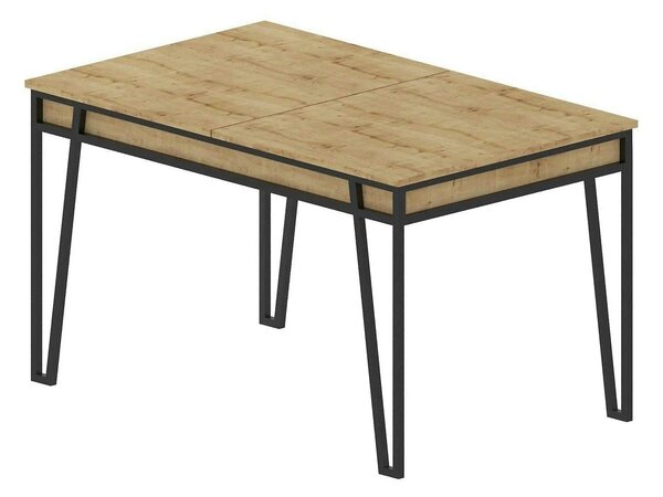 Masa extensibila 855DTE4604, stejar/negru, PAL melaminat/metal, 132/17