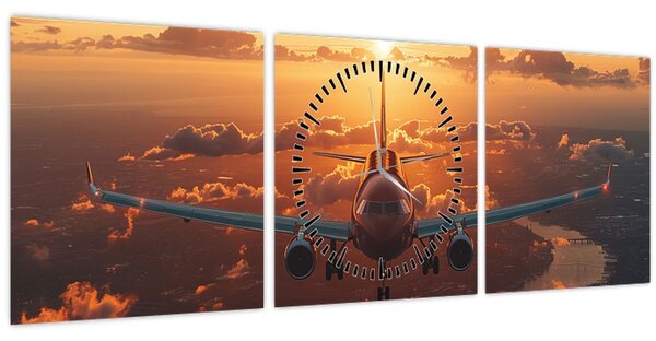 Tablou - Avion de transport (cu ceas) (90x30 cm)