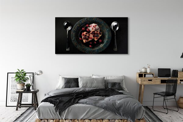 Tablouri canvas Inima vafe înghețată lingură