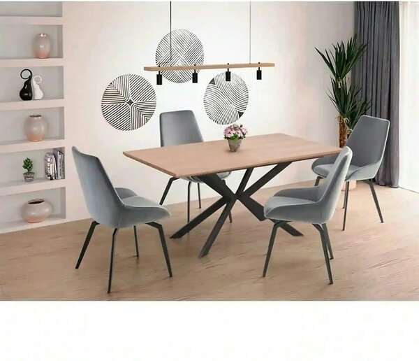 Masa extensibila LEGARTO, stejar/negru, 160/200x90x76 cm