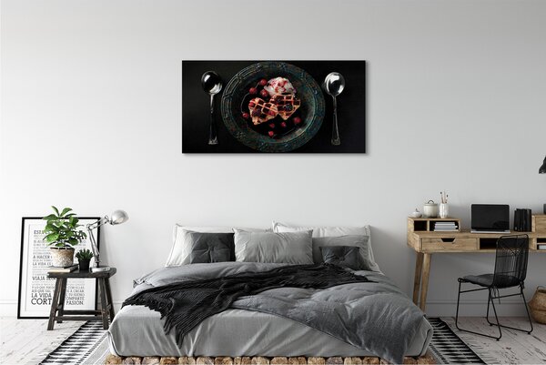 Tablouri canvas Inima vafe înghețată lingură