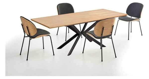 Masa extensibila LEGARTO, stejar/negru, 160/200x90x76 cm
