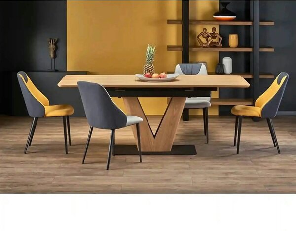 Masa extensibila UMBERTO, stejar/negru, 160/200x90x77 cm