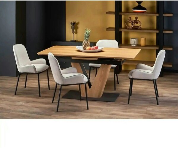 Masa extensibila UMBERTO, stejar/negru, 160/200x90x77 cm