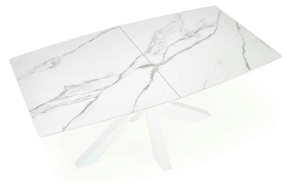 Masa living extensibila alba VIVALDI, ceramica/metal, 160/200x90x78 cm