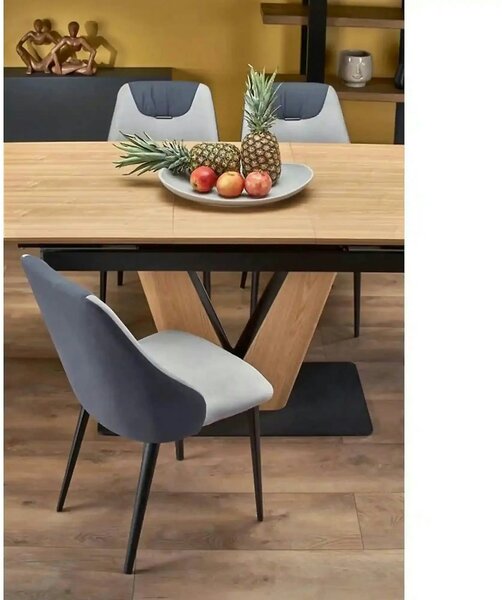Masa extensibila UMBERTO, stejar/negru, 160/200x90x77 cm