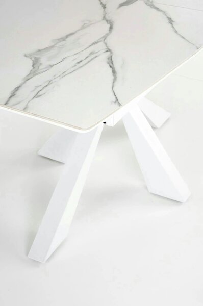 Masa living extensibila alba VIVALDI, ceramica/metal, 160/200x90x78 cm
