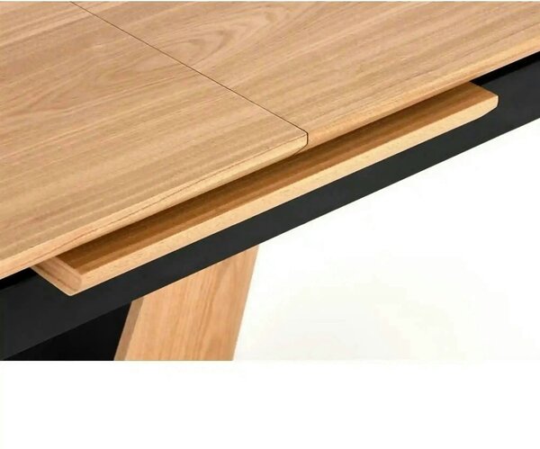 Masa extensibila UMBERTO, stejar/negru, 160/200x90x77 cm