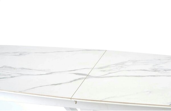Masa living extensibila alba VIVALDI, ceramica/metal, 160/200x90x78 cm