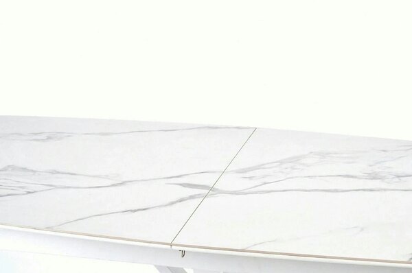 Masa living extensibila alba VIVALDI, ceramica/metal, 160/200x90x78 cm