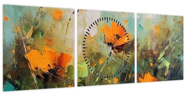 Tablou - Flori (cu ceas) (90x30 cm)