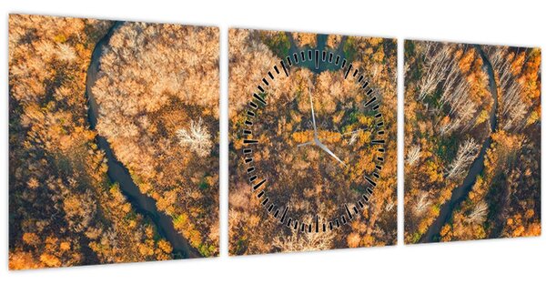 Tablou - Râu în formă de inimă (cu ceas) (90x30 cm)