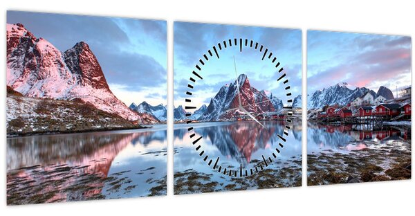 Tablou - Răsărit de soare deasupra Reine (cu ceas) (90x30 cm)