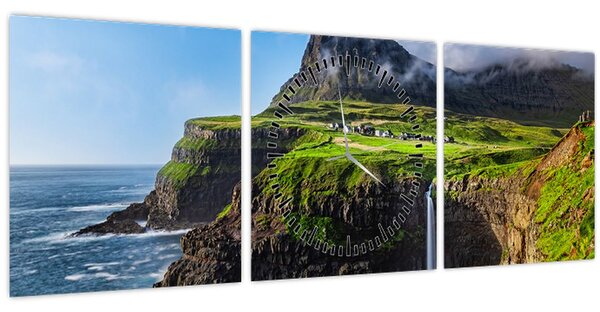 Tablou - Cascada Múlafossur (cu ceas) (90x30 cm)