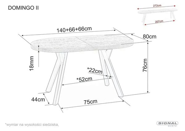 Masa extensibila DOMINGO II, stejar natural/negru, PAL laminat/metal