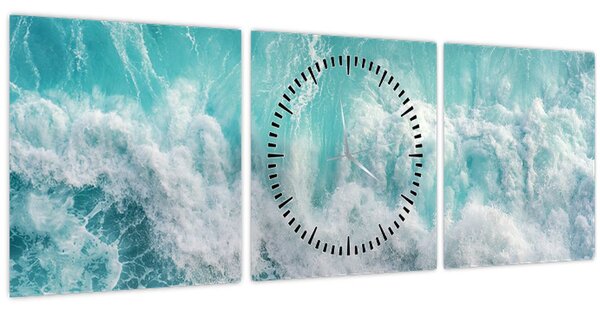 Tablou - Vedere a valurilor oceanului (cu ceas) (90x30 cm)