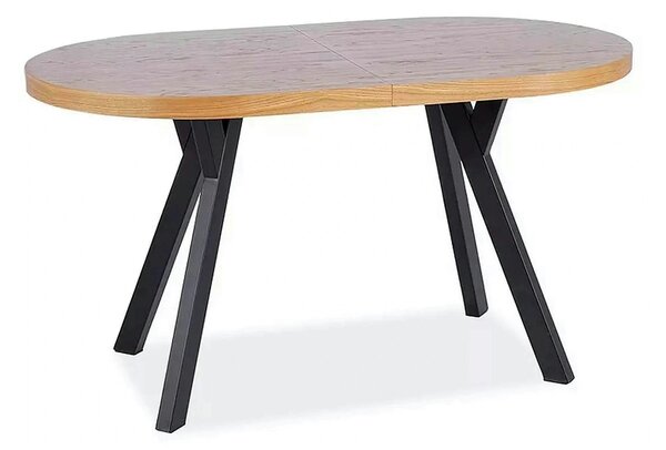 Masa extensibila DOMINGO II, stejar natural/negru, PAL laminat/metal