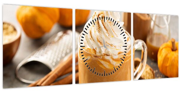 Tablou - Cafea cu lapte de dovleac (cu ceas) (90x30 cm)