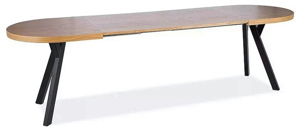 Masa extensibila DOMINGO II, stejar natural/negru, PAL laminat/metal