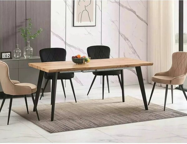 Masa extensibila FRESNO, stejar/negru, 120/180x80x76 cm