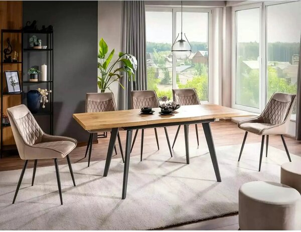 Masa extensibila FRESNO, stejar/negru, 120/180x80x76 cm