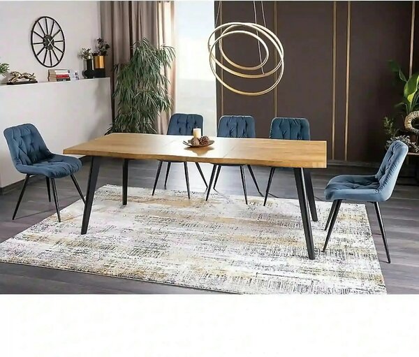 Masa extensibila FRESNO, stejar/negru, 120/180x80x76 cm