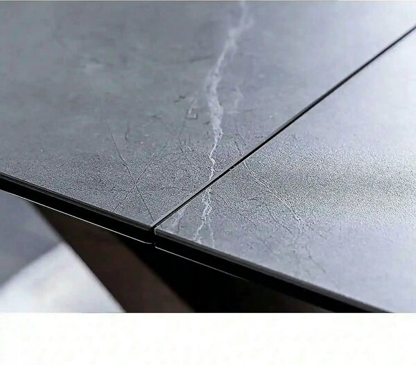 Masa sticla securizata DOLCE, gri mat/nuc, 180-240x95x76 cm