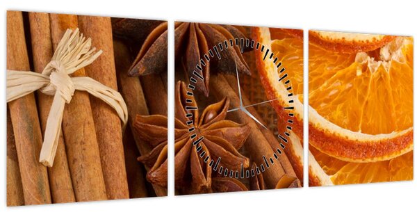 Tablou - Condimente parfumate (cu ceas) (90x30 cm)