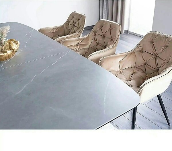 Masa sticla securizata DOLCE, gri mat/nuc, 180-240x95x76 cm